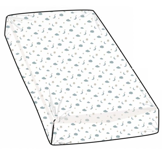 CRIB SHEET - MOON AND STARS BLUE