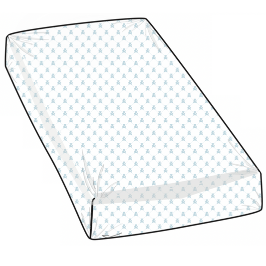 BASSINET SHEET / CHANGING PAD COVER - TEDDY BEAR BLUE