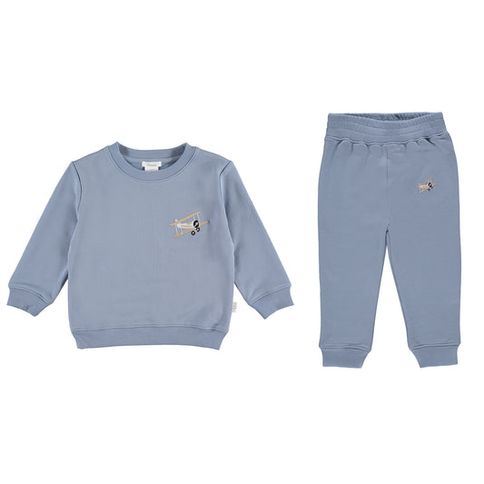 FRENCH TERRY SET W/ EMBROIDERY 2.0 - TROPOSPHERE - AIRPLANE