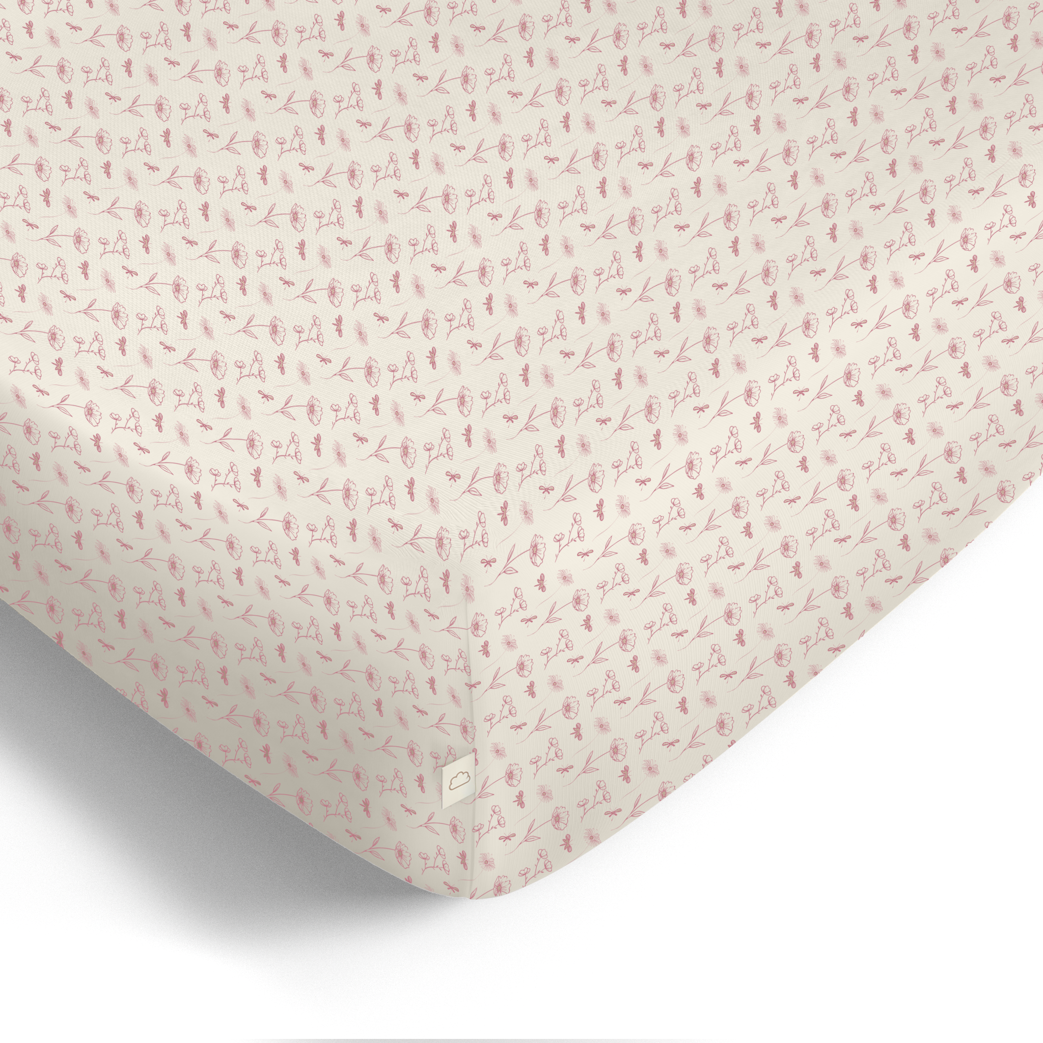 CRIB SHEET - HAND DRAWN FLOWERS