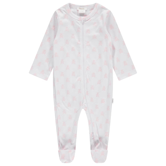 ZIPPER FOOTIE - TEDDY BEAR PINK