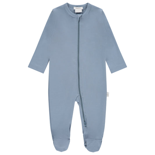 ZIPPER FOOTIE - SLATE BLUE