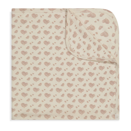 RECEIVING BLANKET - HEARTS HEARTS O/S