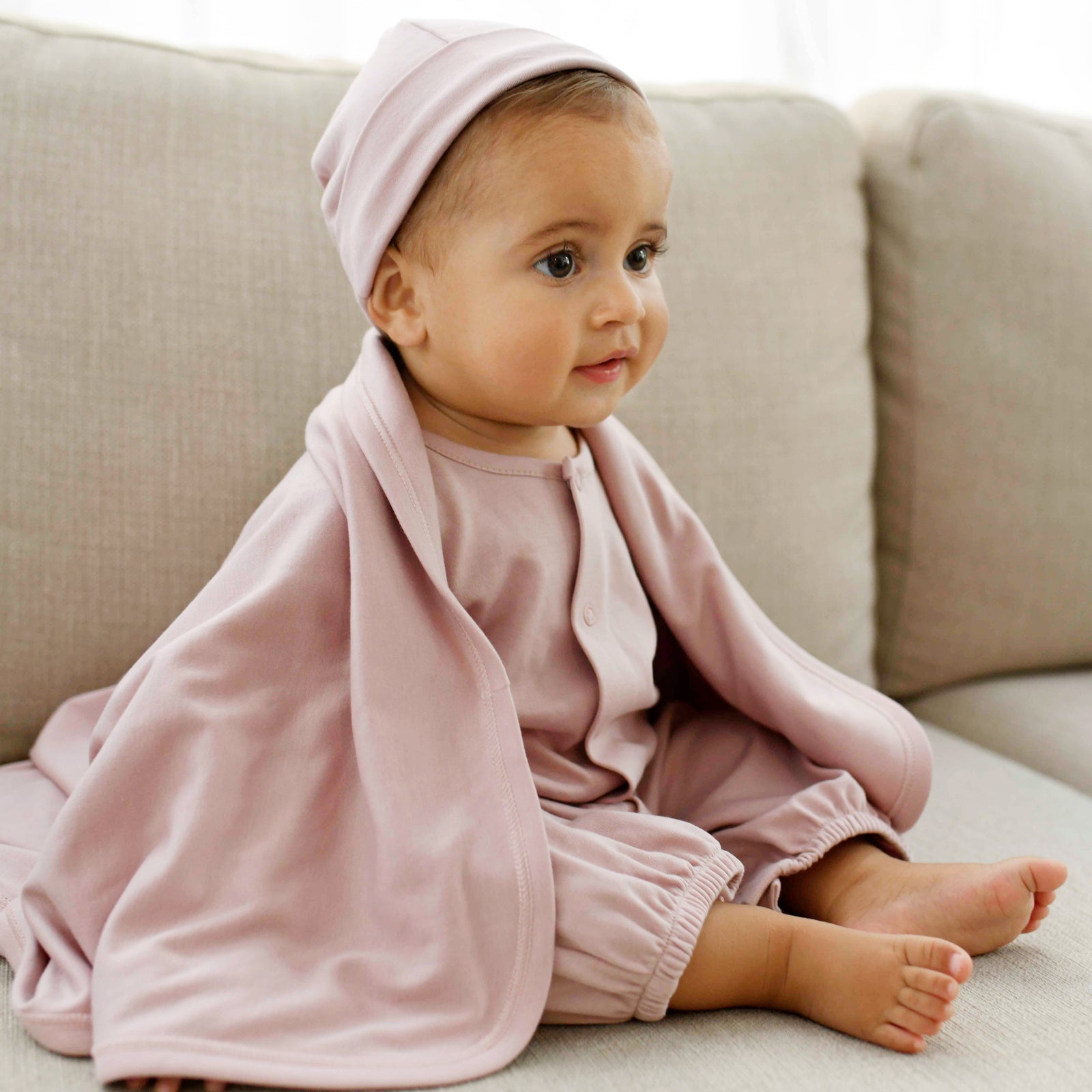 RECEIVING BLANKET - DUSTY PINK