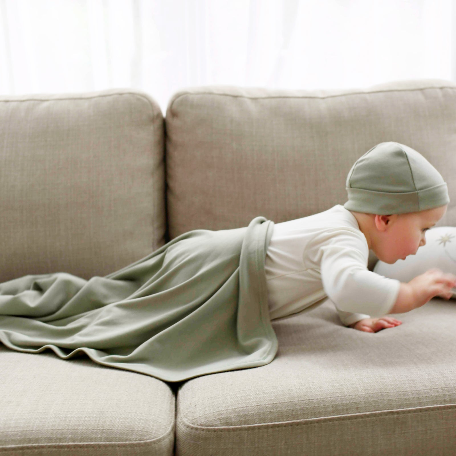 RECEIVING BLANKET - SAGE GREEN