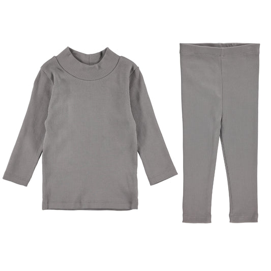 RIB MOCK NECK SET - GARGOYLE