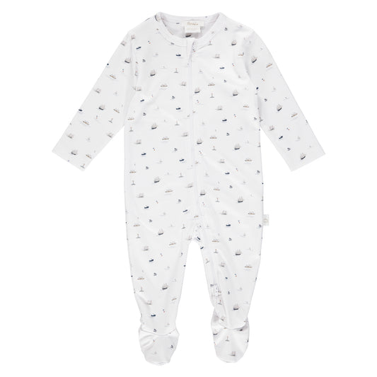 ZIPPER FOOTIE - SAILBOATS