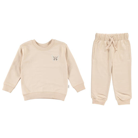 FRENCH TERRY SET W/ EMBROIDERY - BUTTERFLY - MOONLIGHT