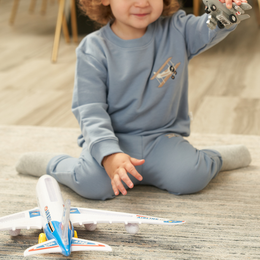 FRENCH TERRY SET W/ EMBROIDERY 2.0 - TROPOSPHERE - AIRPLANE