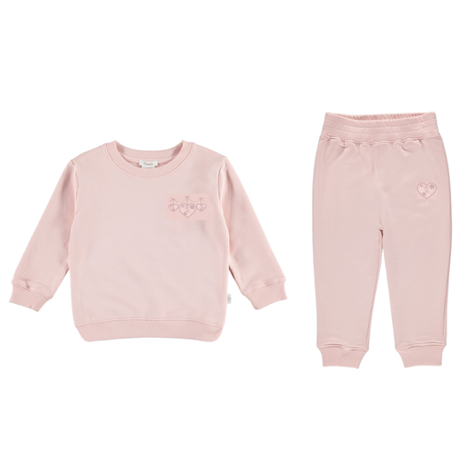 FRENCH TERRY SET W/ EMBROIDERY 2.0 - CRYSTAL PINK - HEART