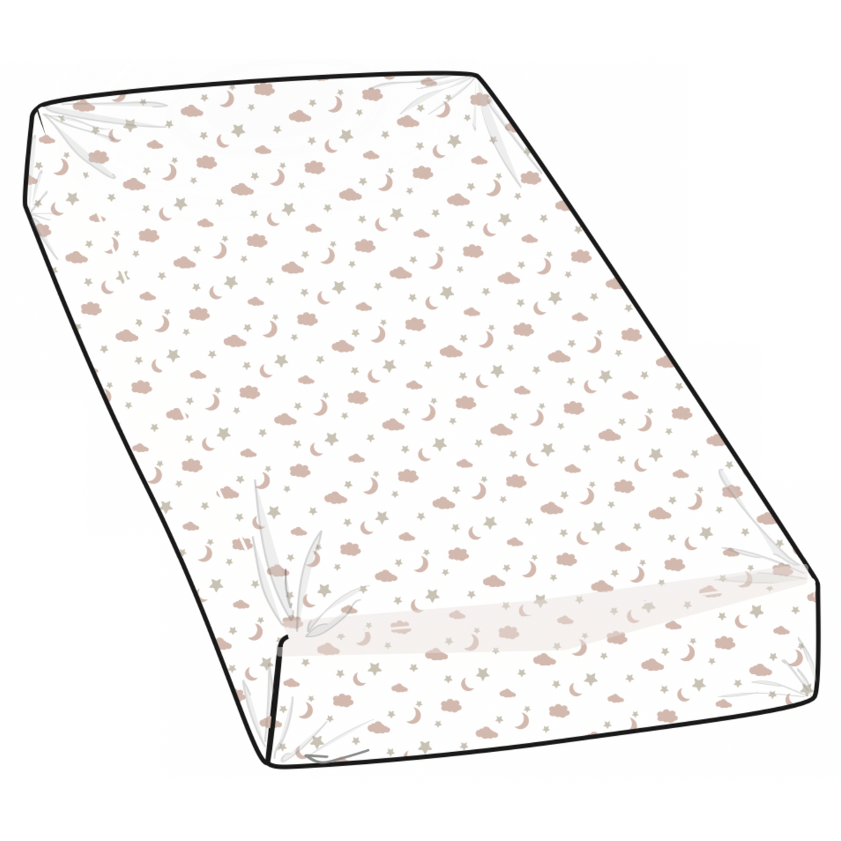 BASSINET SHEET / CHANGING PAD COVER - MOON AND STARS PINK