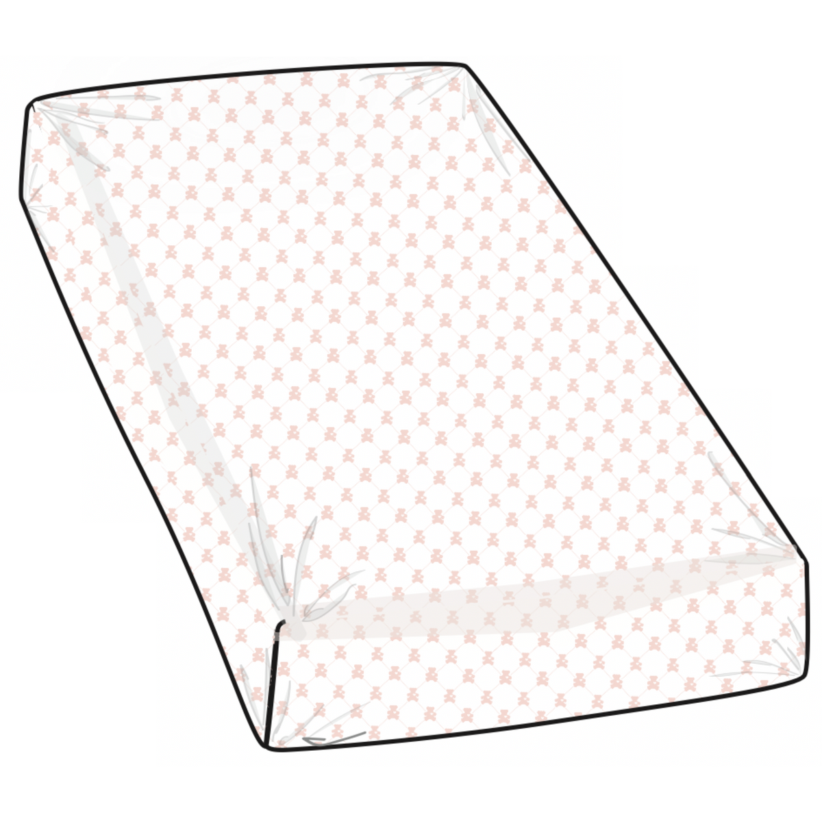 BASSINET SHEET / CHANGING PAD COVER - TEDDY BEAR PINK