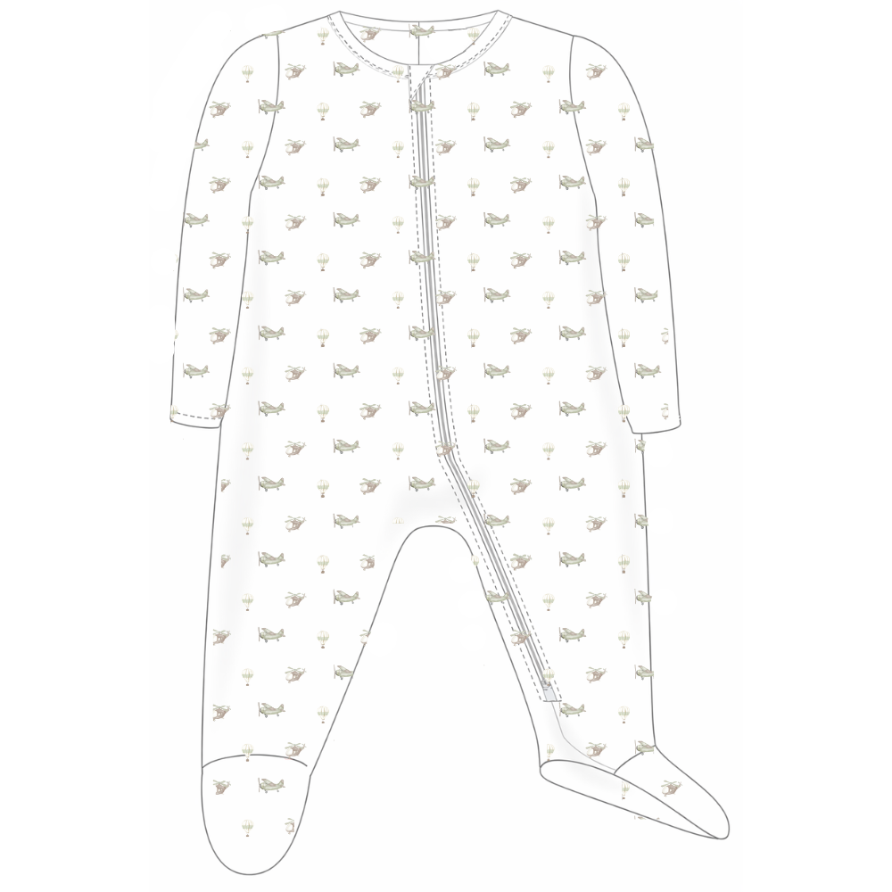 ZIPPER FOOTIE - CARTOON PLANES
