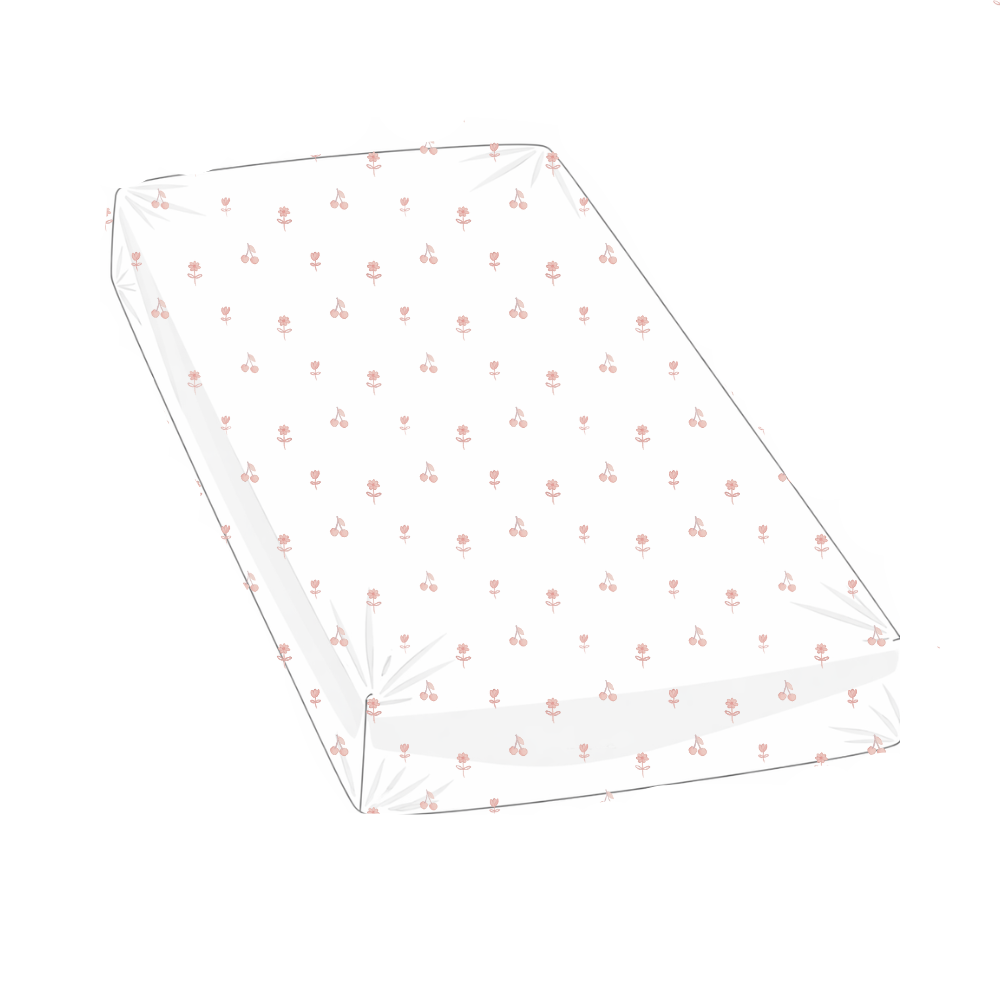 BASSINET SHEET /CHANGING PAD COVER - CHERRIES