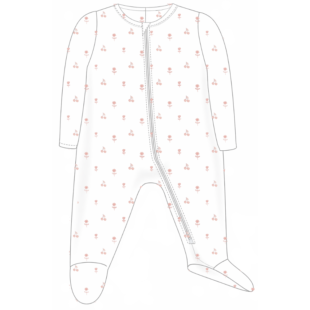 ZIPPER FOOTIE - CHERRIES