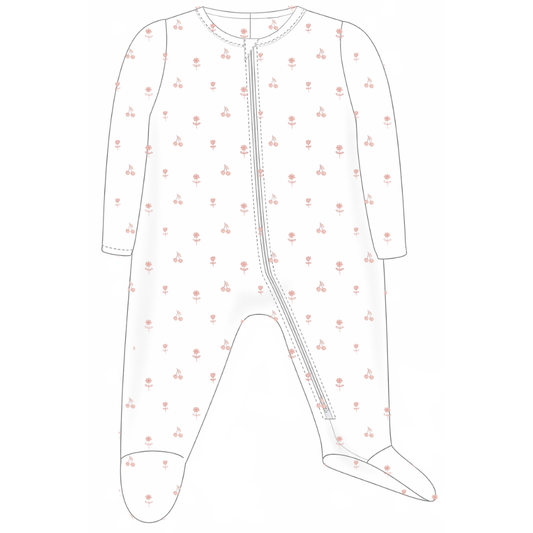 ZIPPER FOOTIE - CHERRIES