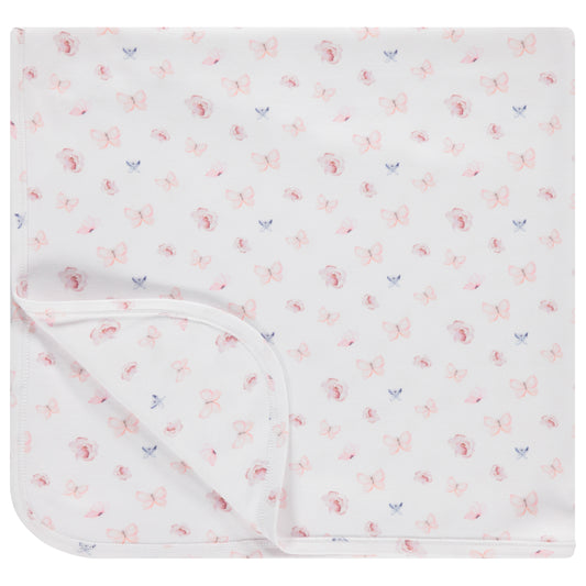 RECEIVING BLANKET - BUTTERFLY FLORAL