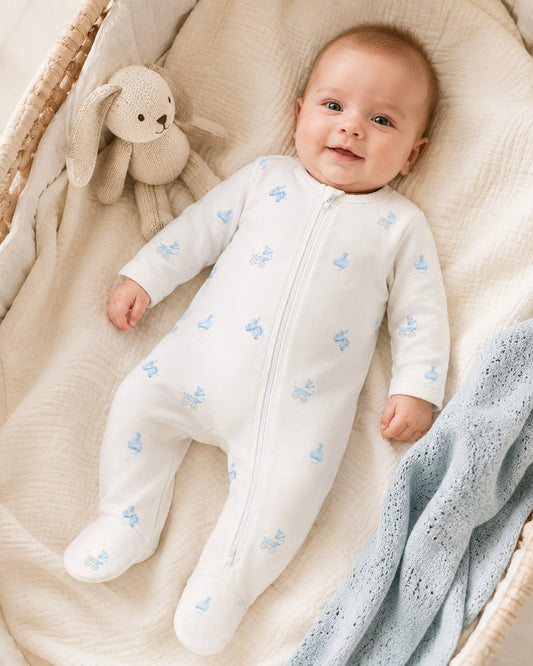 ZIPPER FOOTIE - BABY BOY CARRIAGE