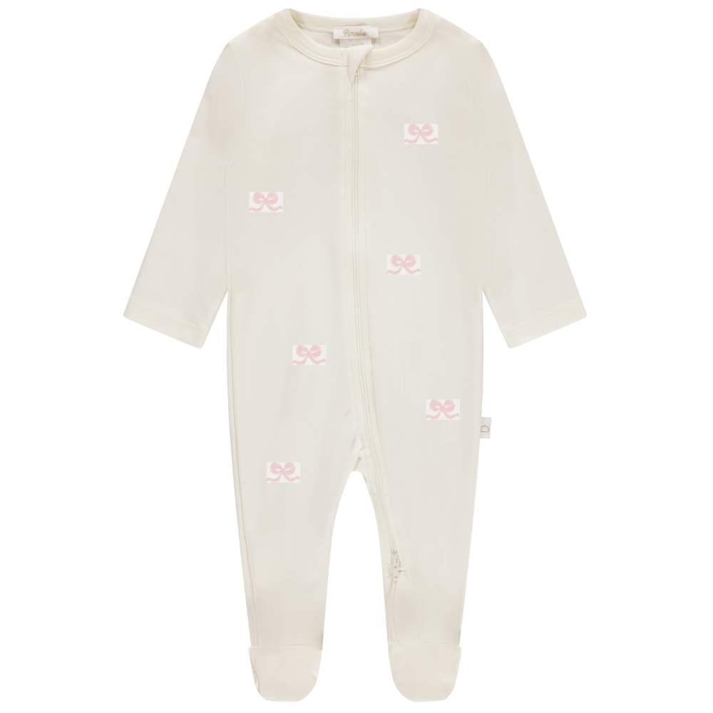 ZIPPER FOOTIE - PEARL - BOW