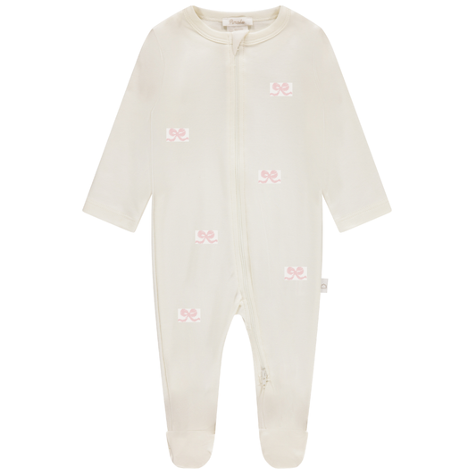 ZIPPER FOOTIE - PEARL - BOW
