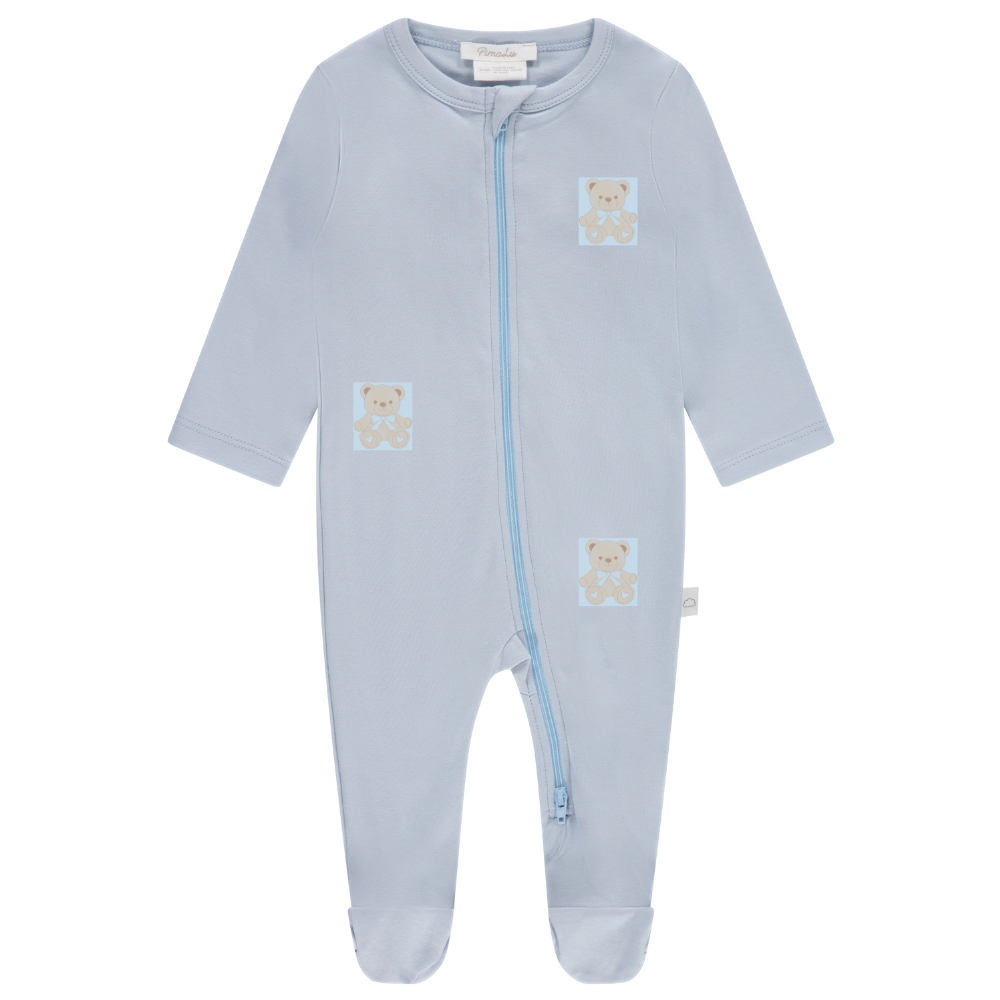 ZIPPER FOOTIE - LIGHT BLUE - BEAR BOY