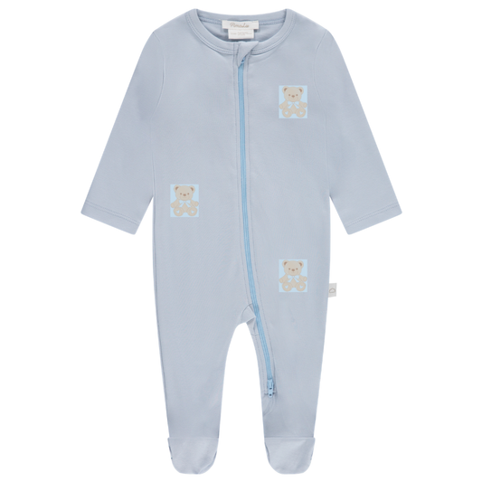ZIPPER FOOTIE - LIGHT BLUE - BEAR BOY