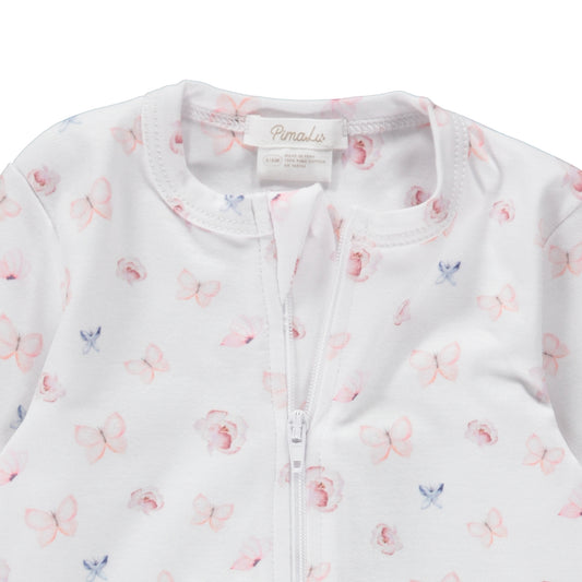 ZIPPER FOOTIE - BUTTERFLY FLORAL