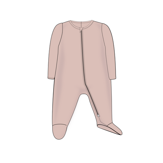 ZIPPER FOOTIE - DUSTY PINK