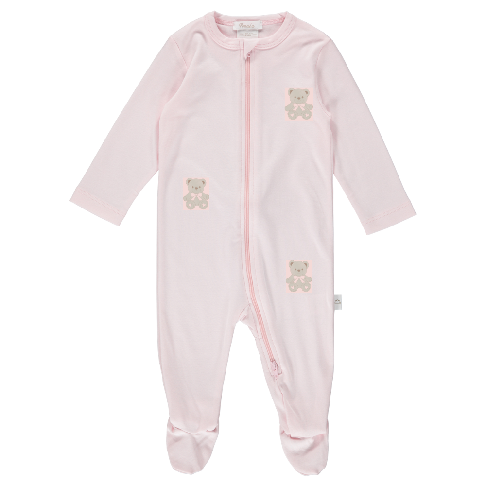 ZIPPER FOOTIE - LIGHT PINK - BEAR GIRL