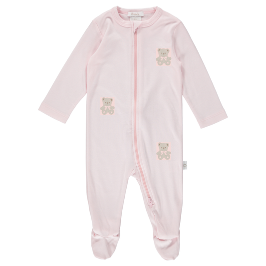 ZIPPER FOOTIE - LIGHT PINK - BEAR GIRL