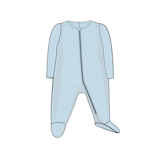 ZIPPER FOOTIE - LIGHT BLUE