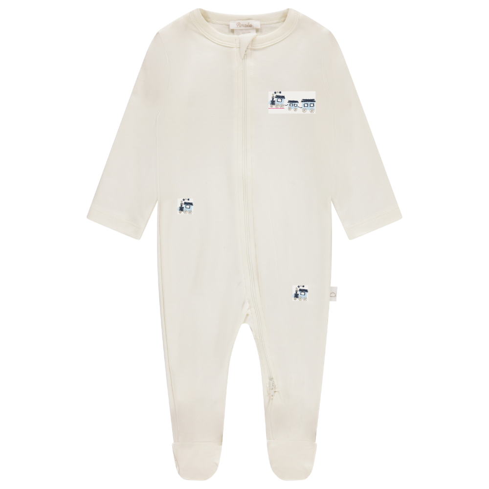 ZIPPER FOOTIE - PEARL - TRAIN