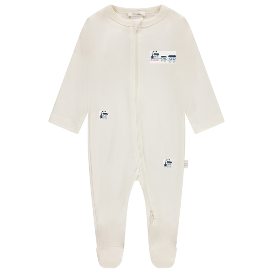 ZIPPER FOOTIE - PEARL - TRAIN