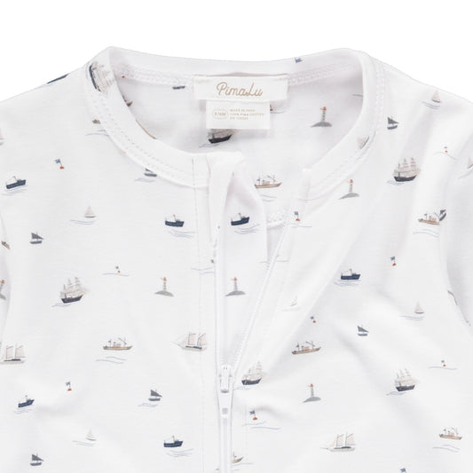 ZIPPER FOOTIE - SAILBOATS