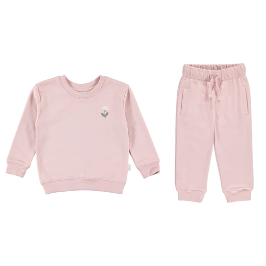 FRENCH TERRY SET - FLOWER / DUSTY PINK